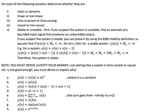 Solved For Each Of The Following Systems Determine Whether Chegg