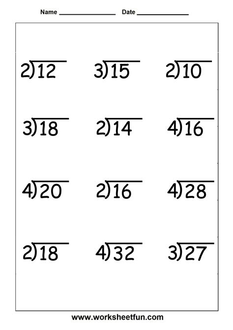 Long Division Activity Sheet