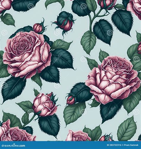 Watercolor Roses And Leaves Pattern Arcane Patterns Of Small Roses And