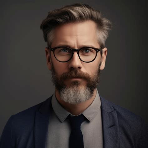 Premium Ai Image A Man With A Beard And Glasses Is Wearing A Suit And