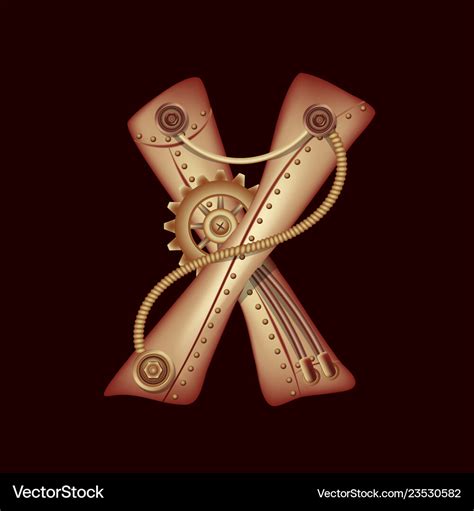 Letter X Of Mechanic Alphabet Steampunk Font Vector Image