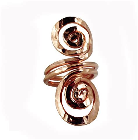 Wide Spiral Copper Ring Hand Hammered Copper Ring Long Rings Hand Made Rings Spiral Ring