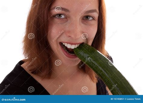 The Cucumber Stock Image Image Of Happy Bite Enjoy 15745851