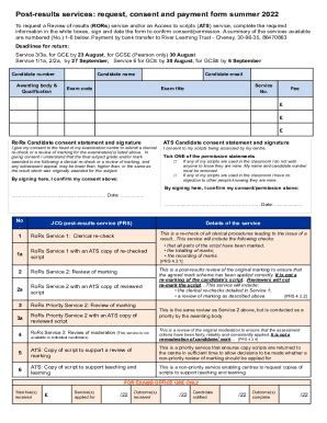 Fillable Online Summer 2022 Post Results Services Request Consent And