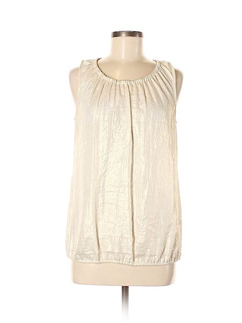 Ann Taylor Loft Metallic Ivory Sleeveless Blouse Size M 78 Off Thredup