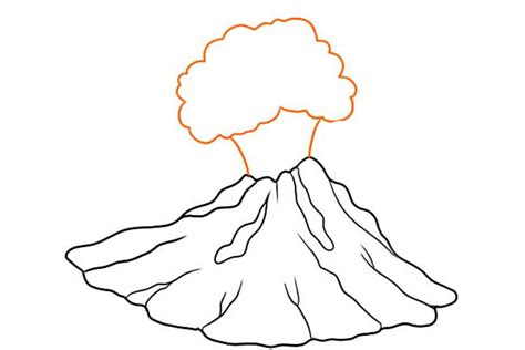 Volcano drawing: Easy, Colored, Labels and Shield