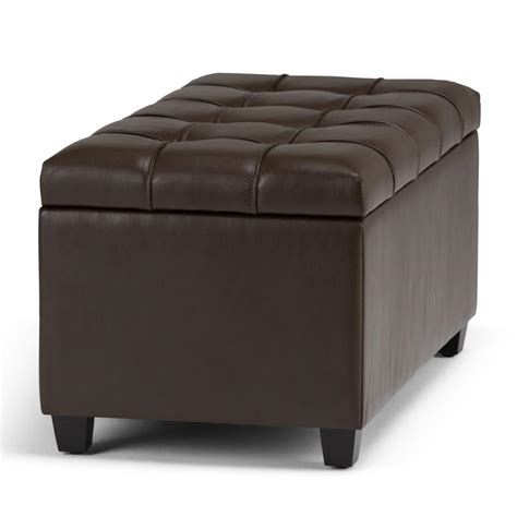 Simpli Home Sienna 34 In Traditional Storage Ottoman In Chocolate