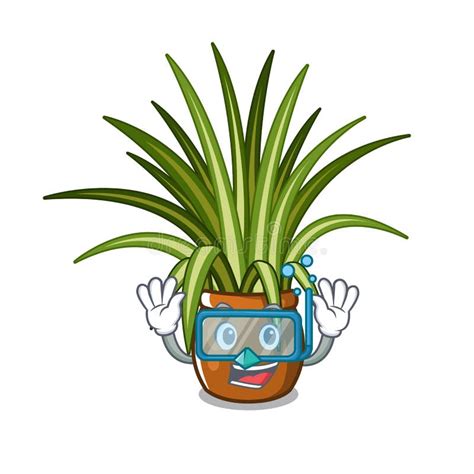 Diving Spider Plant Isolated With In Mascot Stock Vector Illustration