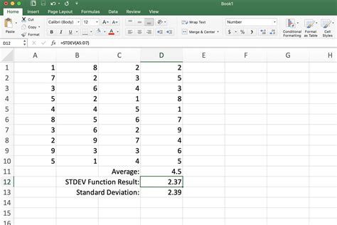 Standard Deviation Formula Example