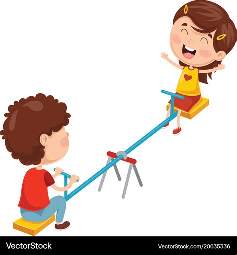 Kids Playing On Seesaw Royalty Free Vector Image