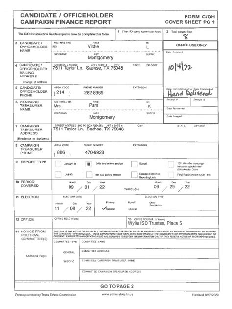 Fillable Online Campaign Finance Report Form C OH Fax Email Print