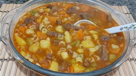 RECEITA DE SOPA DE MACARRÃO CARNE E LEGUMES SIMPLES DE FAZER