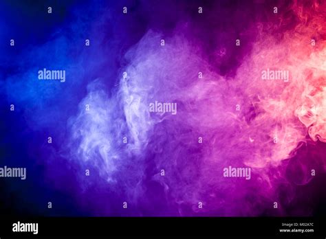 Blue Pink Purple Vape Smoke On Black Isolated Background Stock Photo