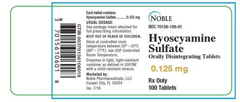 Hyoscyamine Sulfate Orally Disintegrating Tablet Fda Prescribing Information Side Effects And