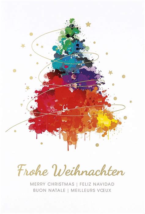 Bunte Weihnachtskarte Mit Internationalen Gr En Und Foliendruck In