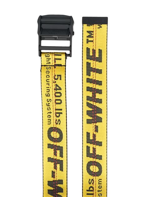 Off White Classic Industrial Belt With Logo In Yellow Modesens