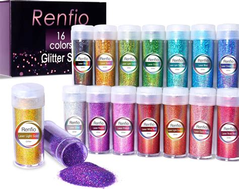 Amazon Renfio Holographic Glitter 16 Colors Resin Glitter Set