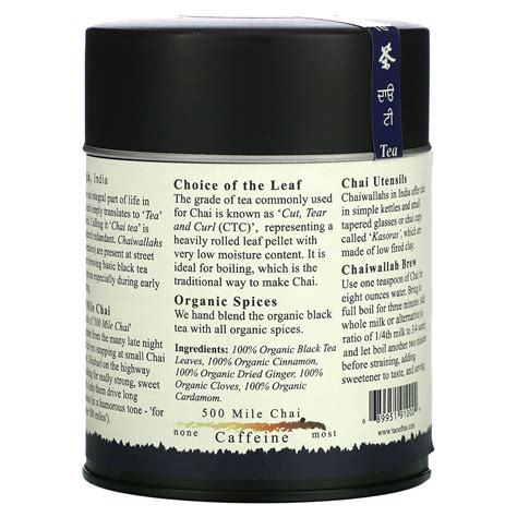 The Tao Of Tea Organic Black Tea And Spices 500 Mile Chai 4 Oz 114 G