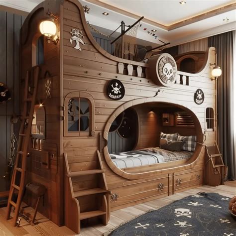 Pirate Ship Shaped Bunk Bed Design Details And Bedtime Adventures