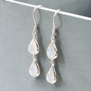 Sterling Silver Double Moonstone Teardrop Earrings By Martha Jackson