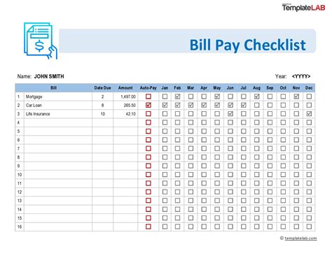 20 Free Bill Pay Checklists And Bill Calendars Pdf Word And Excel