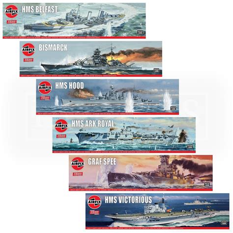 Airfix Vintage Classics Battle Ships Model Kits Hms Belfast Hood