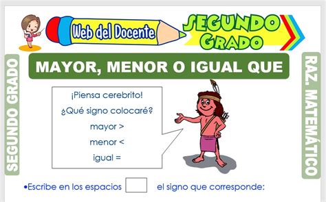 Mayor Menor O Igual Que Para Segundo Grado De Primaria Web Del Docente