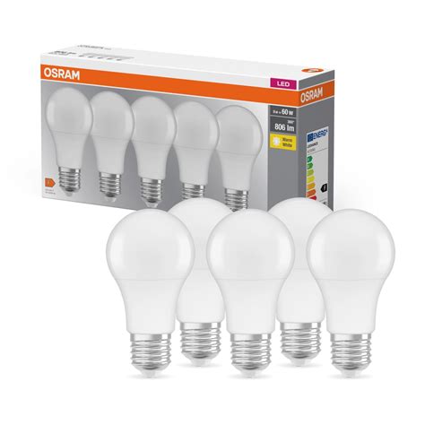 Osram LED Leuchtmittel E27 Glühlampenform 8 5 W 5er Set 11 3 x 6 cm H