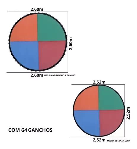 Lona De Salto Colorida P Cama Elástica 3 10 64 Ganchos