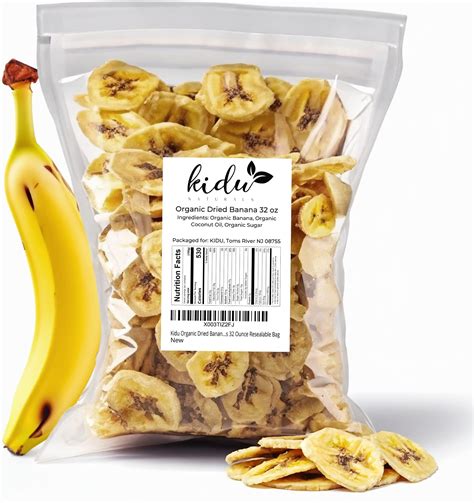 Amazon Kidu Organic Sweetened Dried Banana Chips 32 Ounce