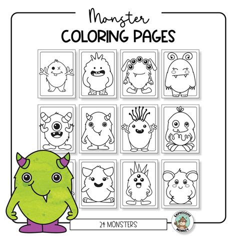 Monster Coloring Pages • Expressive Monkey