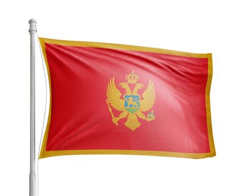 Premium Photo Montenegro Flag Pole On White Background