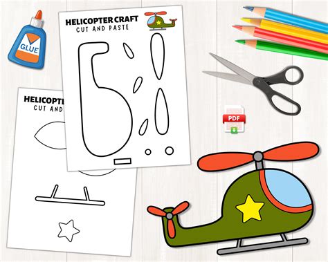 Printable Helicopter Craft Transportation Craft Helicopter Cut Paste