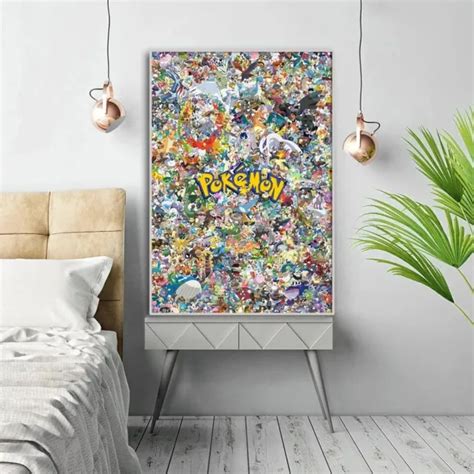 Toile Pokemon En Coton Affiche Murale Pikachu Dracaufeu Sans Cadre