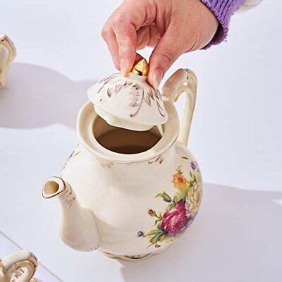 YOLIFE Flowering Shrubs Porcelain Teapot 800ml 4 Cup Vintage Floral