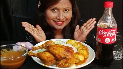 ASMR EATING DELICIOUS SPICY WHOLE CHICKEN CURRY AND EGG CURRY WITH