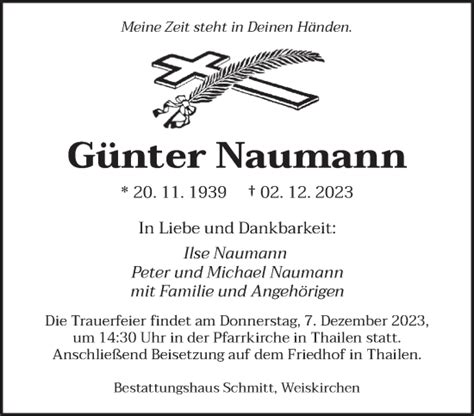 Traueranzeigen Von G Nter Naumann Saarbruecker Zeitung Trauer De