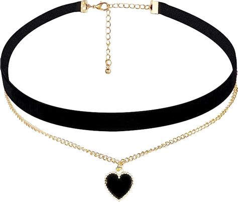 Yolev Choker Halsband Schwarz Samt Halskette Klassische Samt Herz