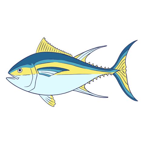 Blue And Yellow Fish Illustration Png And Svg Design For T Shirts