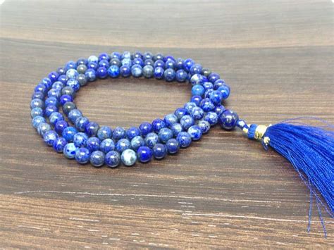 One 1 Natural 6mm Lapis Lazuli Mala With 108 Prayer Beads Etsy