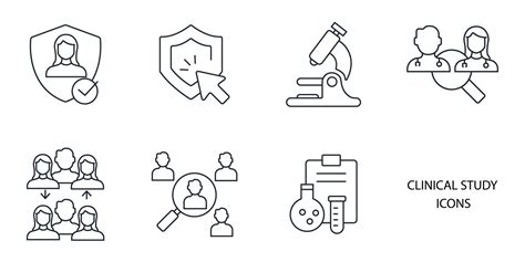 Clinical Study And Clinical Trial Icons Set Clinical Study And