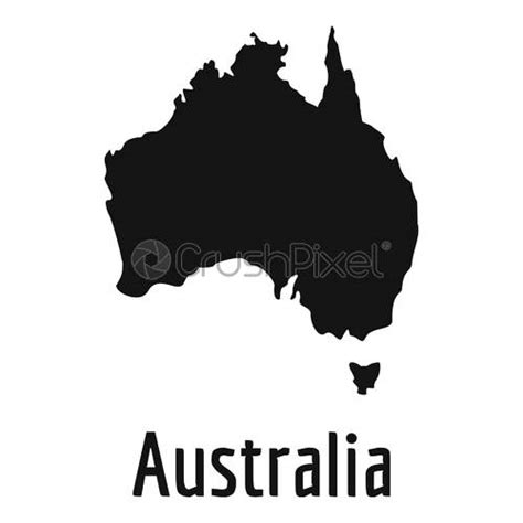 Australia Map In Black Vector Simple Stock Vector Crushpixel