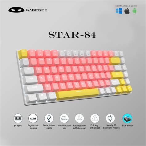 MageGee MK Box 60 Mechanical Gaming Keyboard Wired Wireless Hot Swappable 68 Keys Keyboard