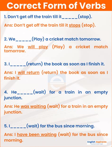 Fill In The Blanks With Correct Form Of Verb Exercise With Answer