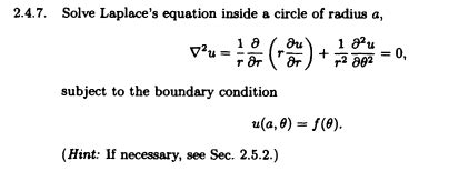 Solved 2 4 7 Solve Laplace S Equation Inside A Circle Of Chegg