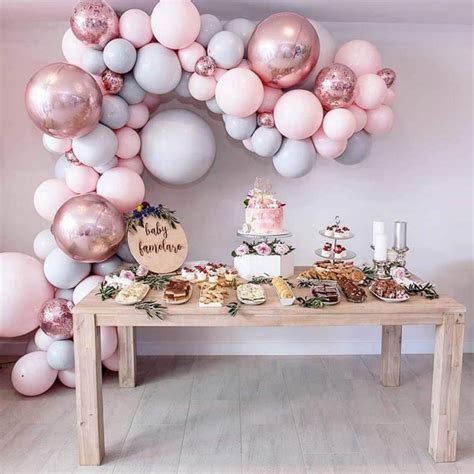 Pink Bridal Shower Balloon Garland Kit With Gray Rose Gold Etsy New