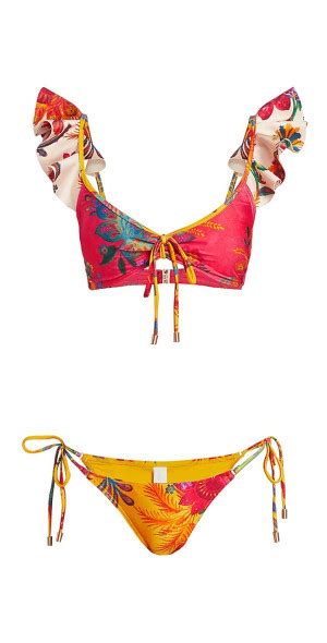 Zimmermann Women S Ginger Floral Ruffled Bikini Set