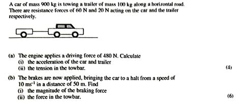 Solved A Car Of Mass 900 Kg Is Towing A Trailer Of Mass 100 Chegg