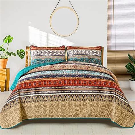 Amazon Djy Boho Tassel Quilt Set Queen Pieces Olive Green Quilt