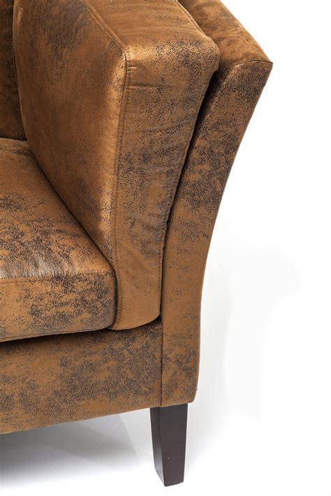 Canapee Vintage Eco Vintage Style Leather Armchair With Armrests By